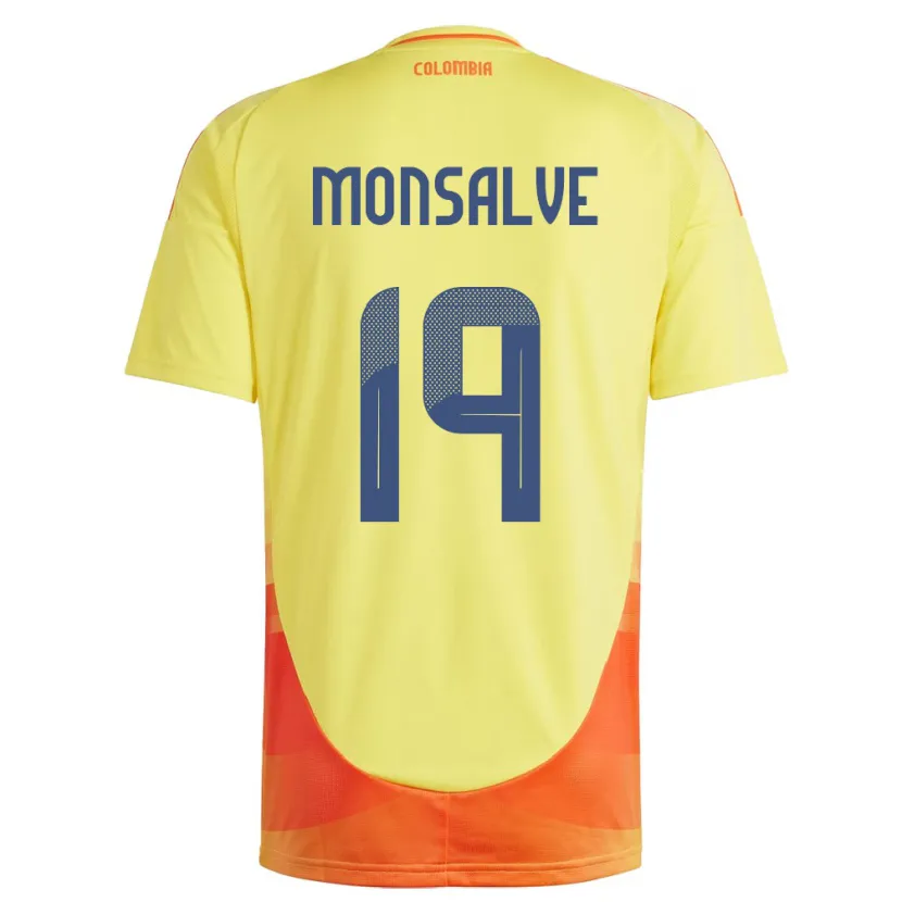 Danxen Femme Maillot Colombie Miguel Monsalve #19 Jaune Tenues Domicile 24-26 T-Shirt