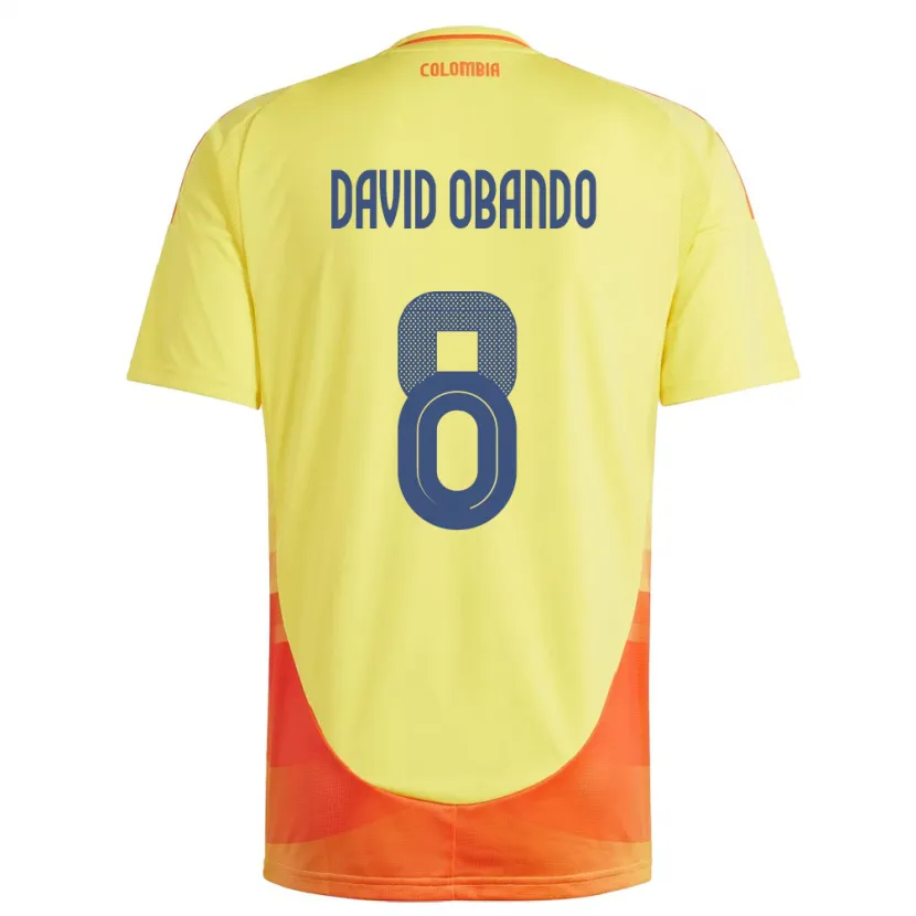 Danxen Femme Maillot Colombie Juan David Obando #8 Jaune Tenues Domicile 24-26 T-Shirt