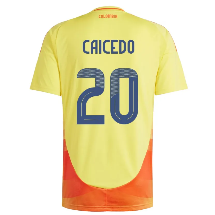 Danxen Femme Maillot Colombie Brayan Caicedo #20 Jaune Tenues Domicile 24-26 T-Shirt
