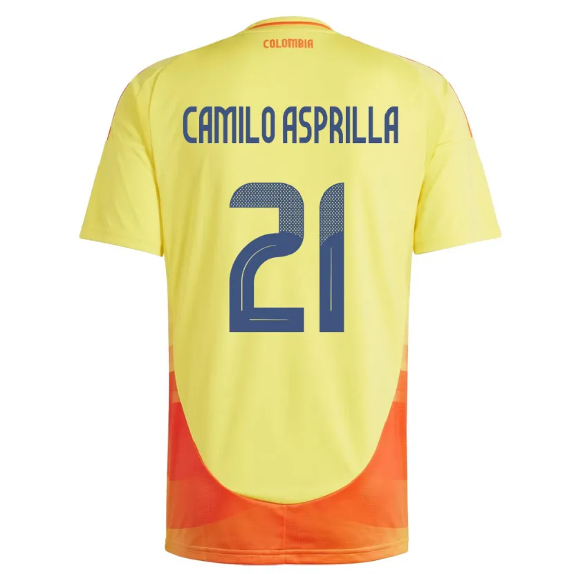 Danxen Femme Maillot Colombie Juan Camilo Asprilla #21 Jaune Tenues Domicile 24-26 T-Shirt