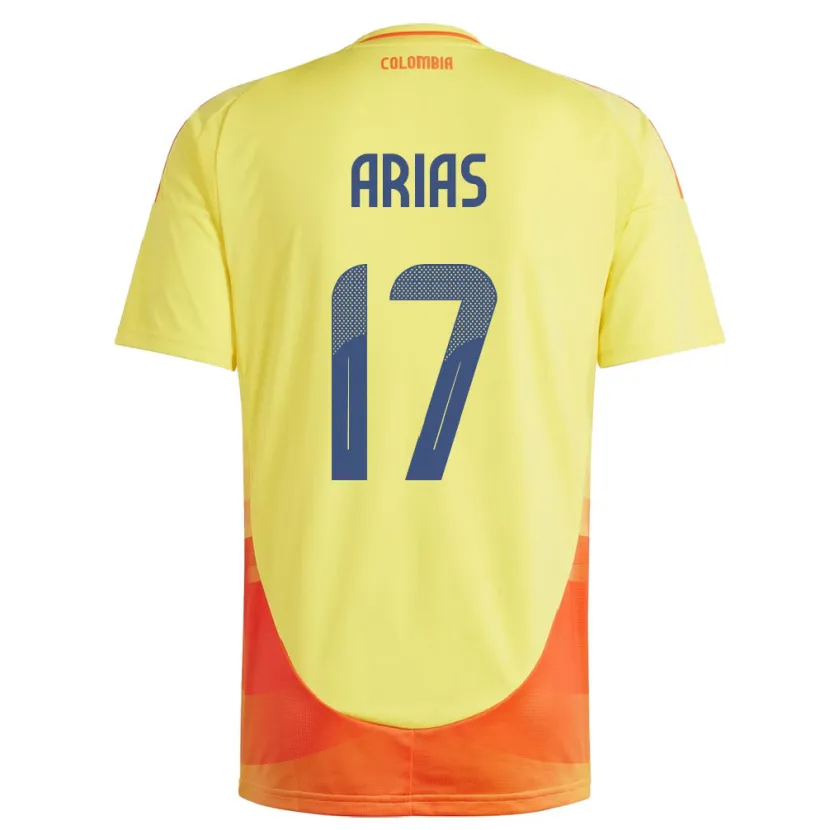 Danxen Femme Maillot Colombie Carolina Arias #17 Jaune Tenues Domicile 24-26 T-Shirt