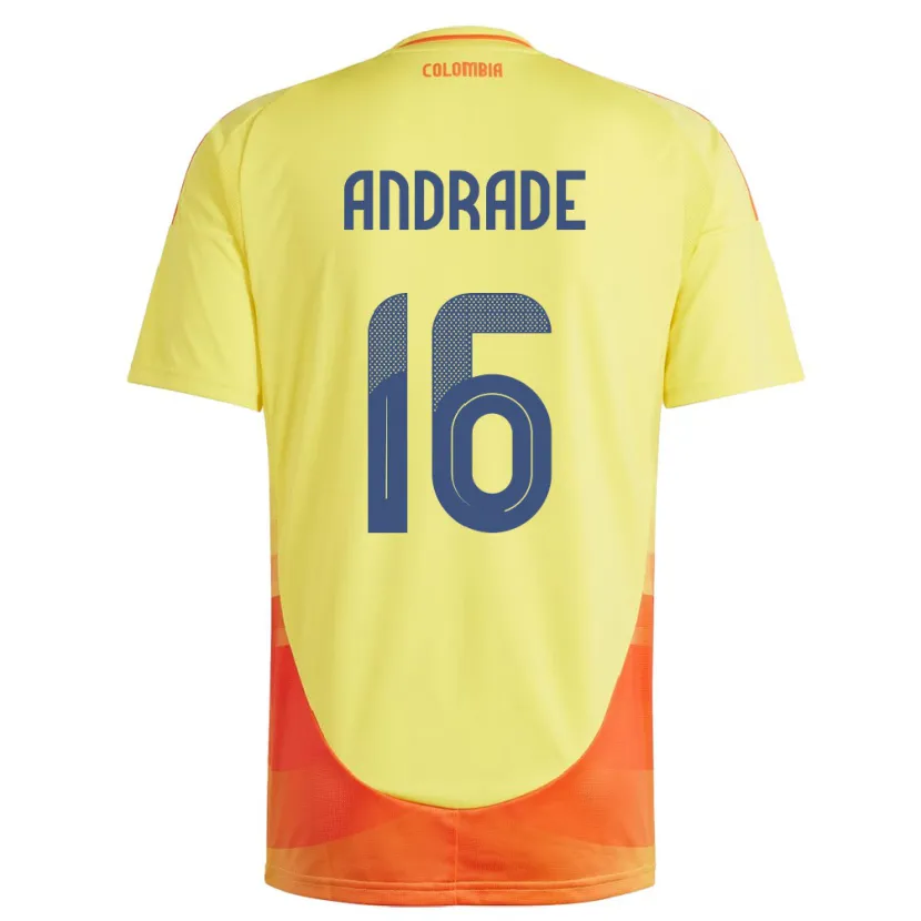 Danxen Femme Maillot Colombie Lady Andrade #16 Jaune Tenues Domicile 24-26 T-Shirt