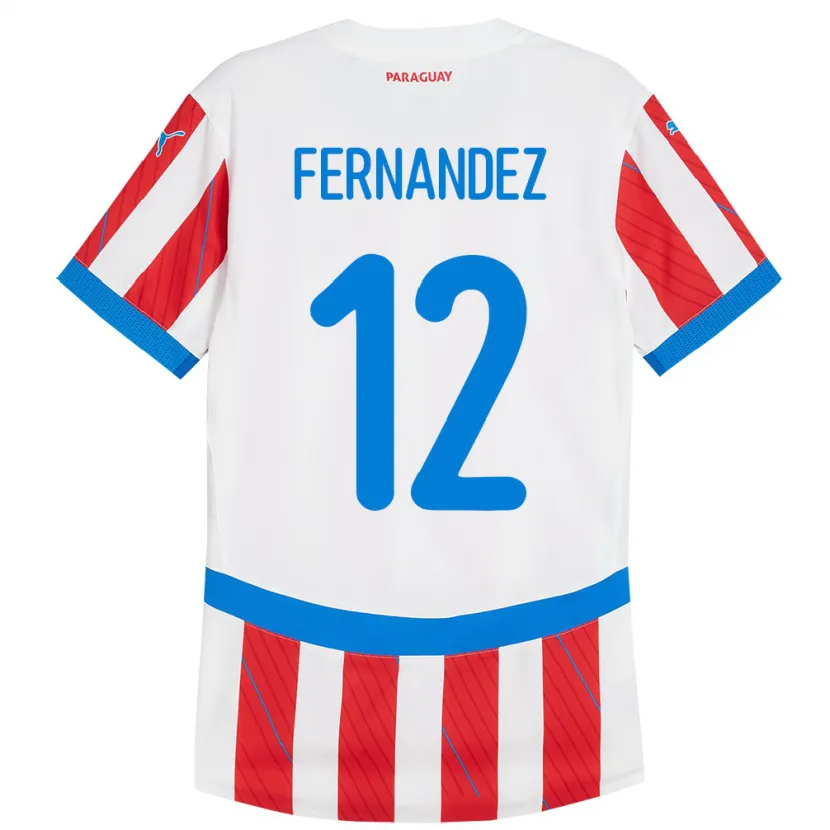 Danxen Femme Maillot Paraguay Gatito Fernández #12 Blanc Rouge Tenues Domicile 24-26 T-Shirt