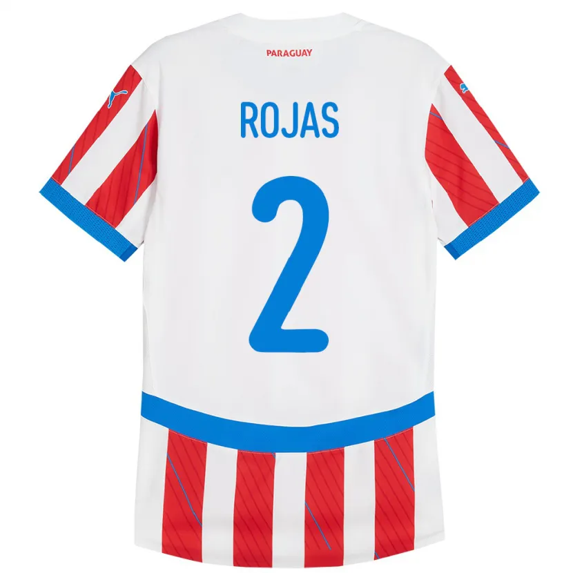 Danxen Femme Maillot Paraguay Robert Rojas #2 Blanc Rouge Tenues Domicile 24-26 T-Shirt