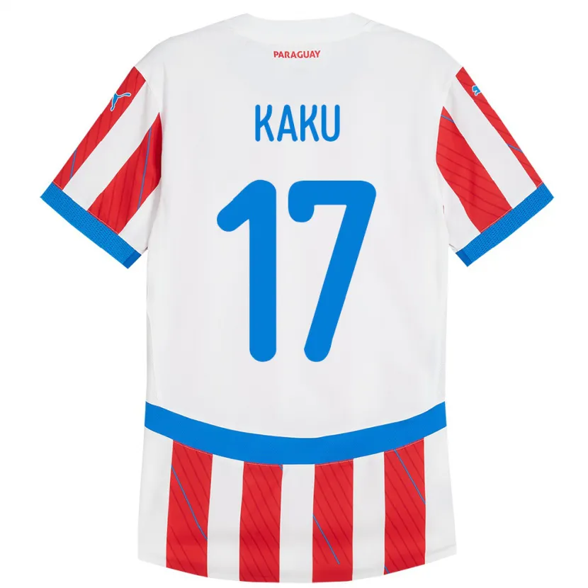 Danxen Femme Maillot Paraguay Kaku #17 Blanc Rouge Tenues Domicile 24-26 T-Shirt