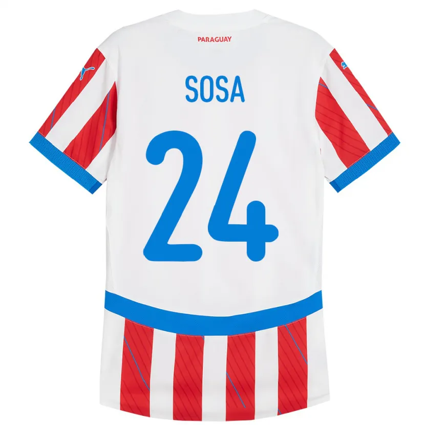 Danxen Femme Maillot Paraguay Ramón Sosa #24 Blanc Rouge Tenues Domicile 24-26 T-Shirt