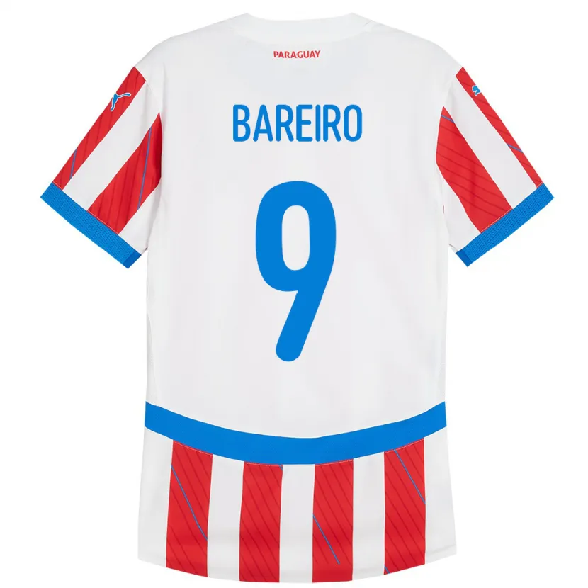 Danxen Femme Maillot Paraguay Adam Bareiro #9 Blanc Rouge Tenues Domicile 24-26 T-Shirt
