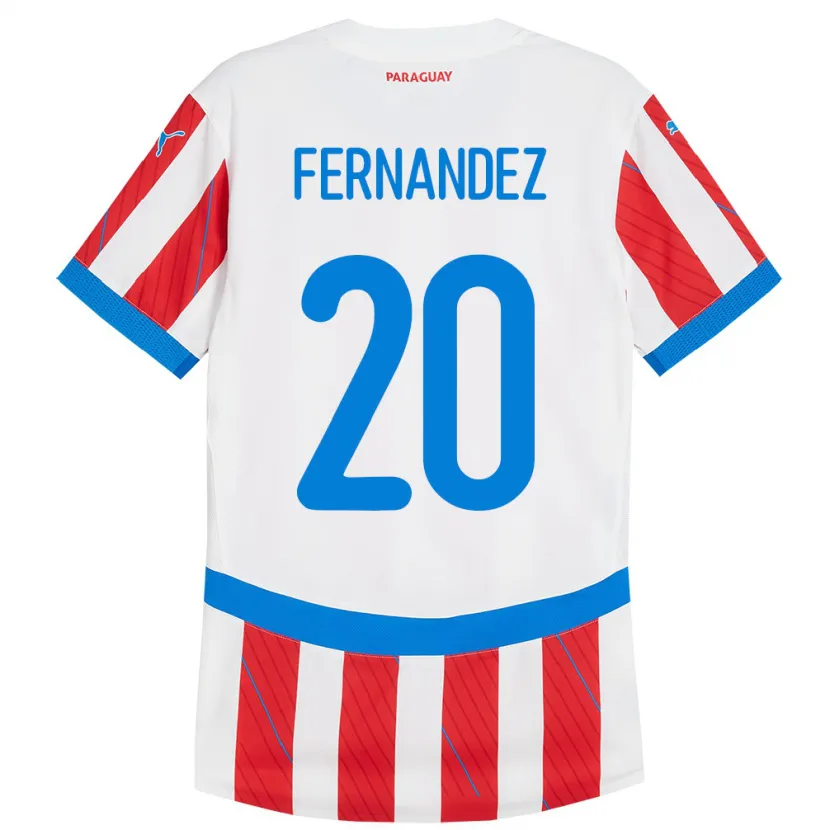 Danxen Femme Maillot Paraguay Marcelo Fernández #20 Blanc Rouge Tenues Domicile 24-26 T-Shirt