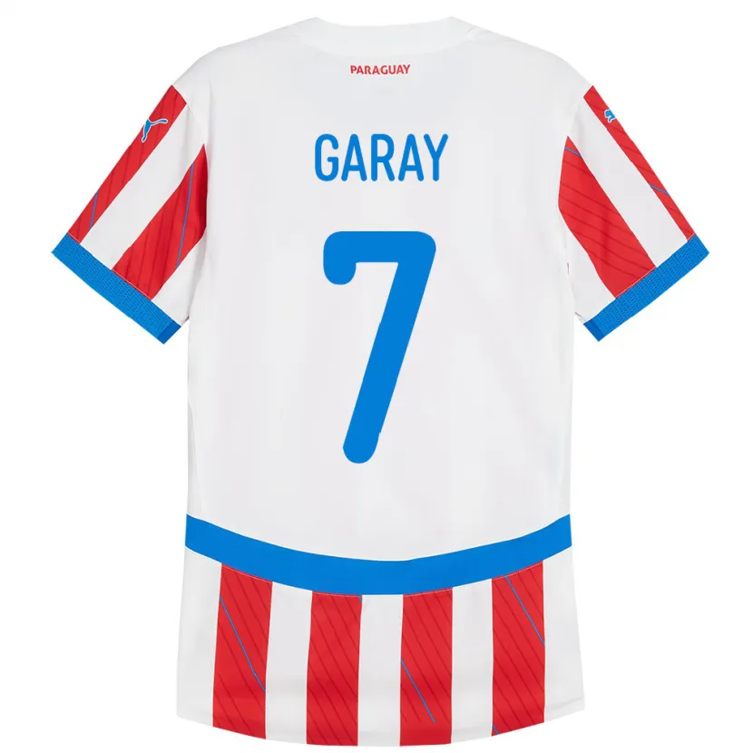 Danxen Femme Maillot Paraguay Griselda Garay #7 Blanc Rouge Tenues Domicile 24-26 T-Shirt