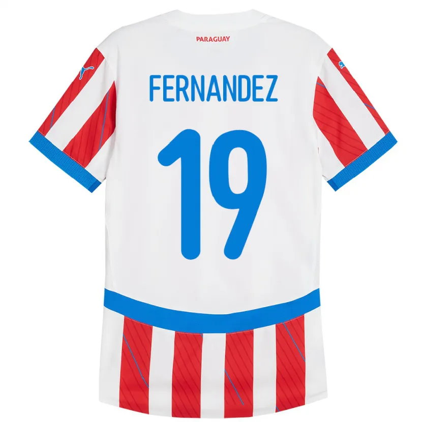 Danxen Femme Maillot Paraguay Rebeca Fernández #19 Blanc Rouge Tenues Domicile 24-26 T-Shirt