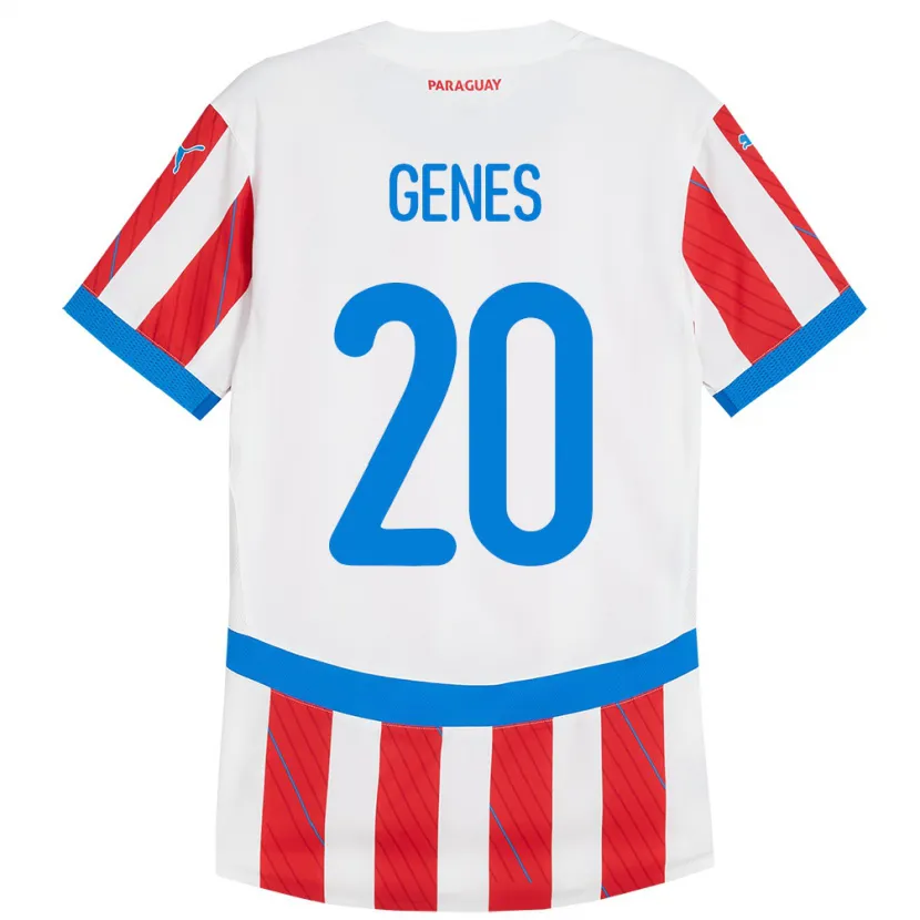 Danxen Femme Maillot Paraguay Paola Genes #20 Blanc Rouge Tenues Domicile 24-26 T-Shirt