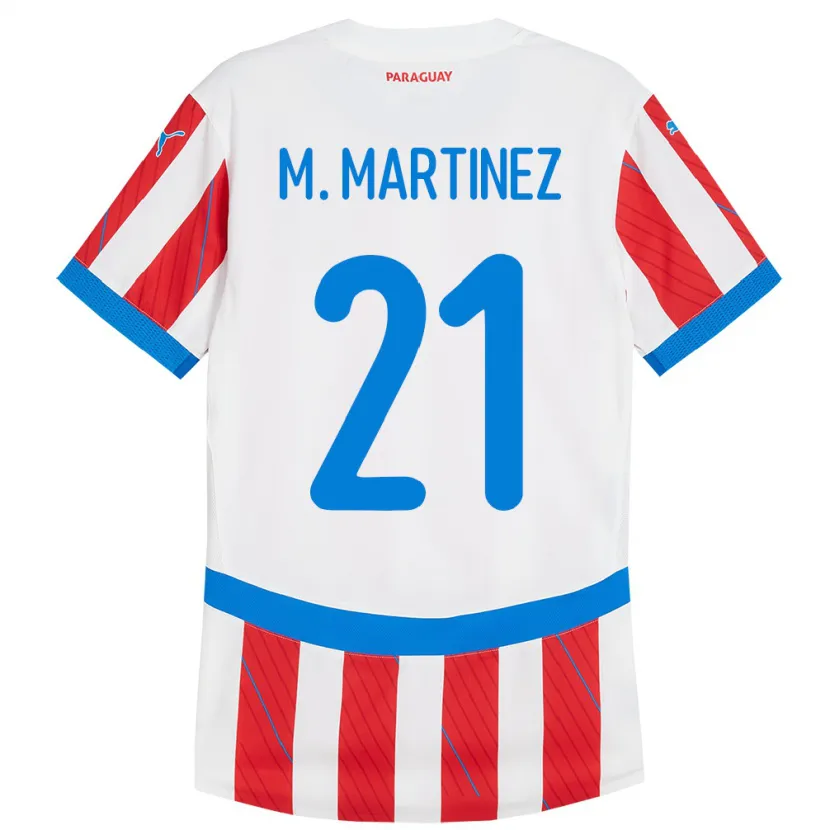 Danxen Femme Maillot Paraguay María Martínez #21 Blanc Rouge Tenues Domicile 24-26 T-Shirt