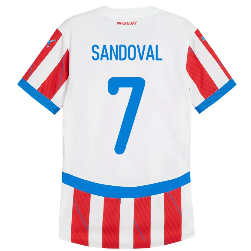 Danxen Femme Maillot Paraguay Fabiola Sandoval #7 Blanc Rouge Tenues Domicile 24-26 T-Shirt