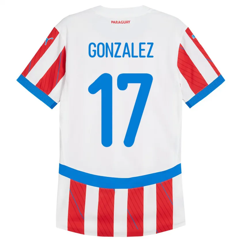 Danxen Femme Maillot Paraguay Lourdes González #17 Blanc Rouge Tenues Domicile 24-26 T-Shirt