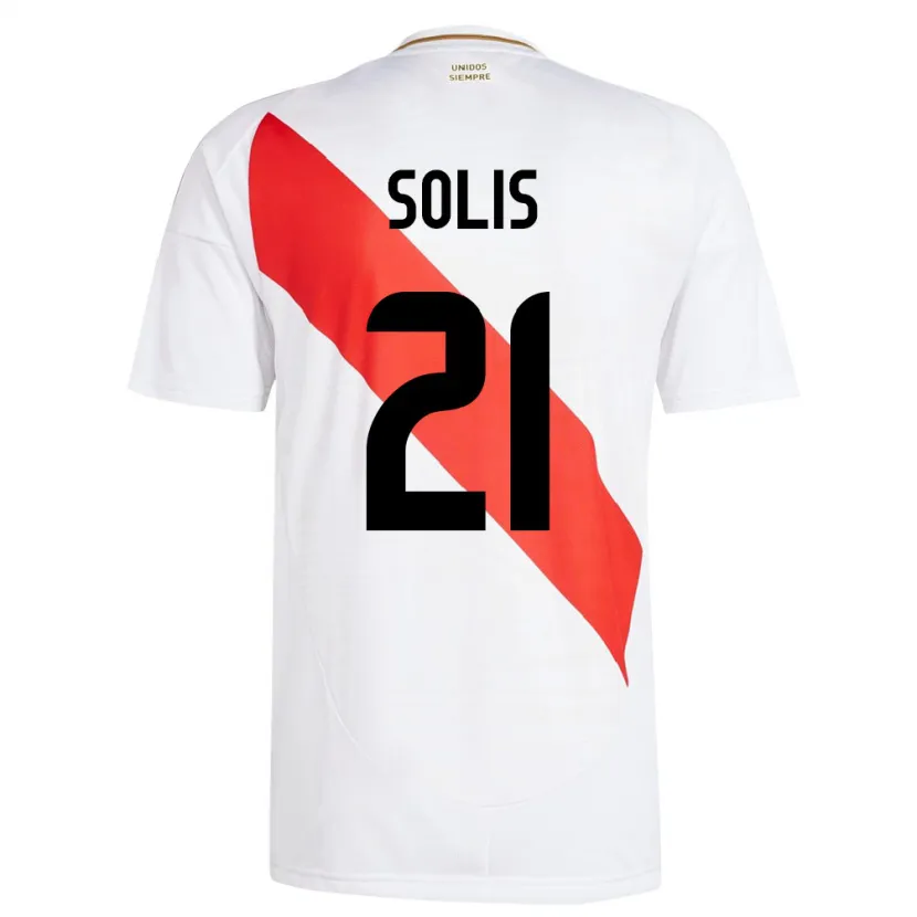 Danxen Femme Maillot Pérou Renato Solís #21 Blanc Tenues Domicile 24-26 T-Shirt
