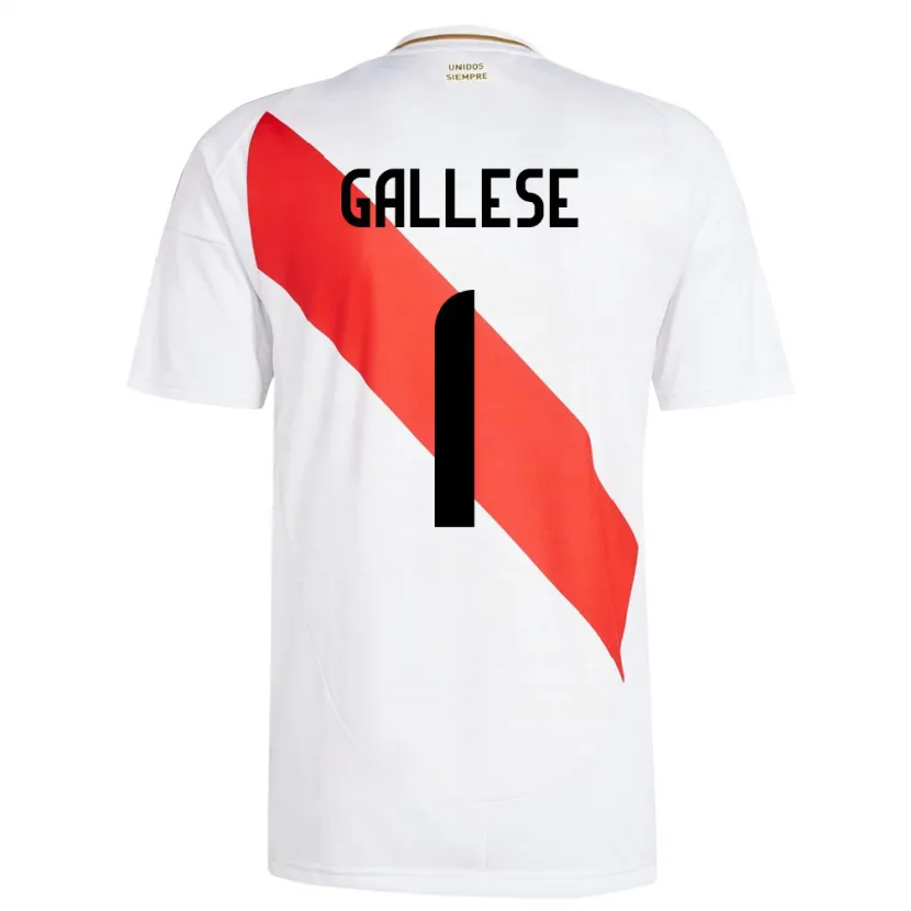 Danxen Femme Maillot Pérou Pedro Gallese #1 Blanc Tenues Domicile 24-26 T-Shirt