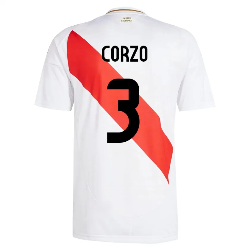 Danxen Femme Maillot Pérou Aldo Corzo #3 Blanc Tenues Domicile 24-26 T-Shirt