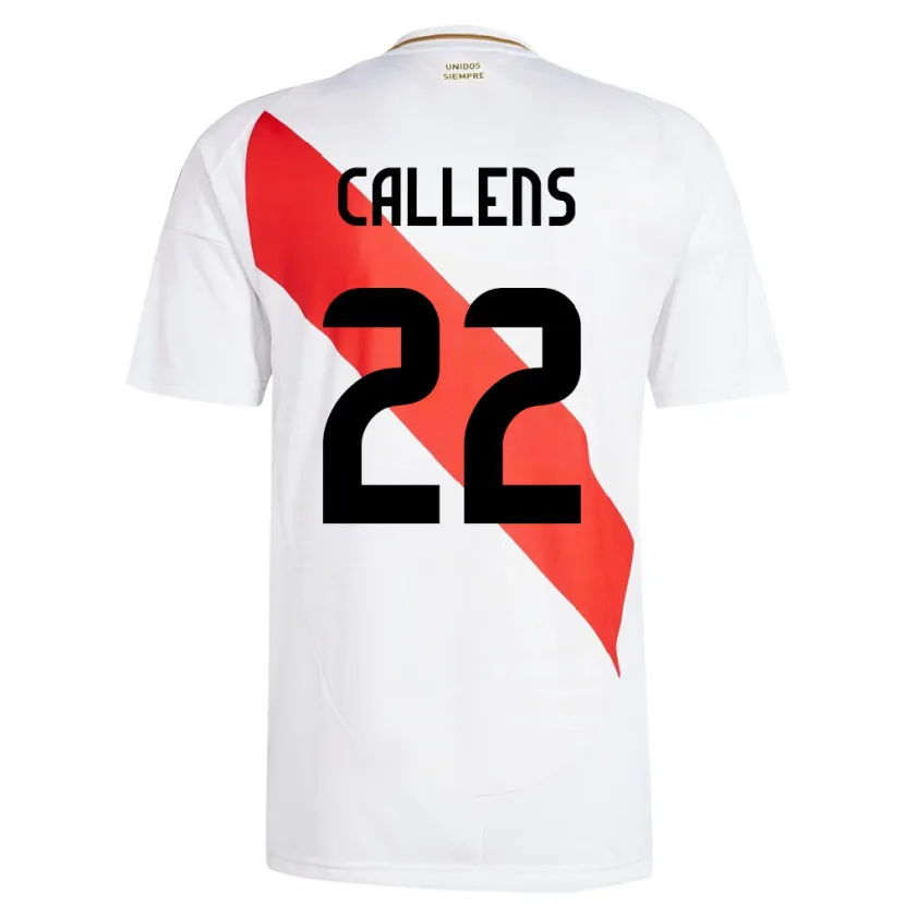 Danxen Femme Maillot Pérou Alexander Callens #22 Blanc Tenues Domicile 24-26 T-Shirt