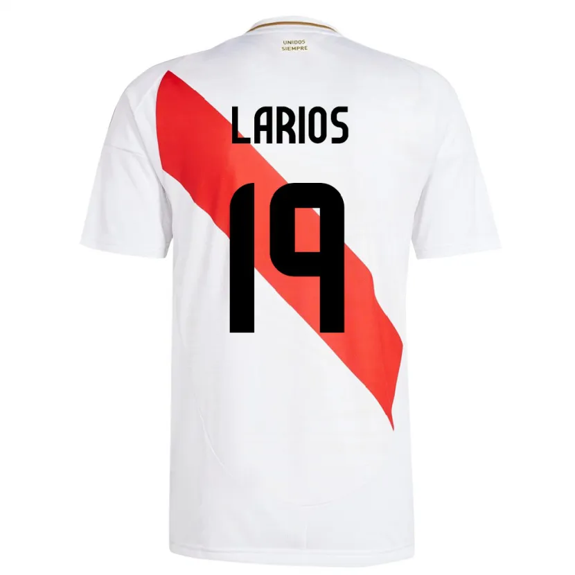 Danxen Femme Maillot Pérou Guillermo Larios #19 Blanc Tenues Domicile 24-26 T-Shirt