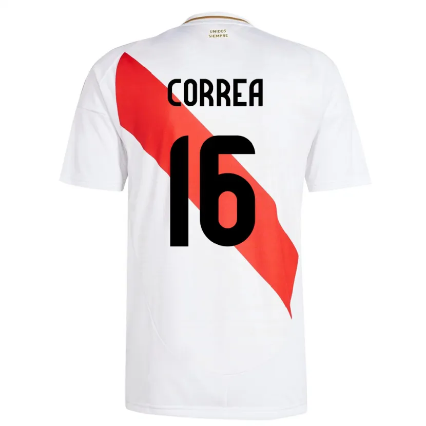 Danxen Femme Maillot Pérou Eslyn Correa #16 Blanc Tenues Domicile 24-26 T-Shirt