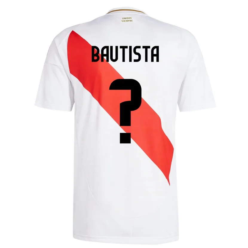 Danxen Femme Maillot Pérou César Bautista #0 Blanc Tenues Domicile 24-26 T-Shirt