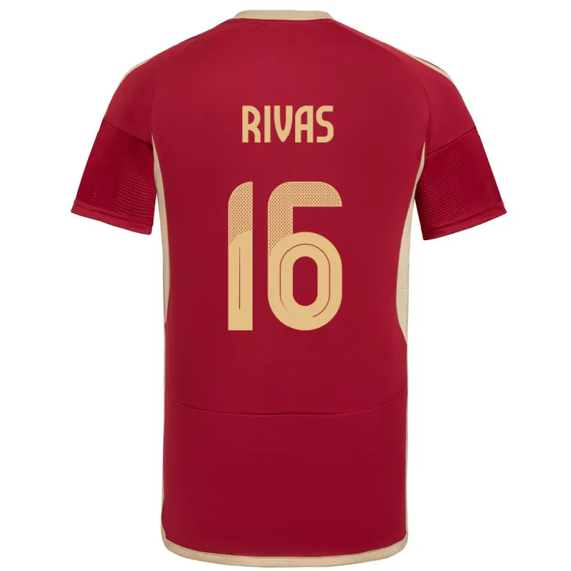 Danxen Femme Maillot Venezuela Renne Rivas #16 Bourgogne Tenues Domicile 24-26 T-Shirt