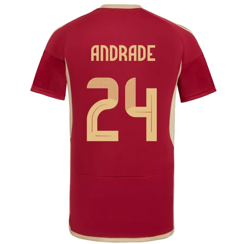 Danxen Femme Maillot Venezuela Kervin Andrade #24 Bourgogne Tenues Domicile 24-26 T-Shirt
