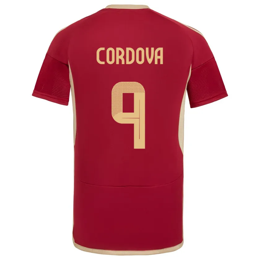 Danxen Femme Maillot Venezuela Sergio Córdova #9 Bourgogne Tenues Domicile 24-26 T-Shirt