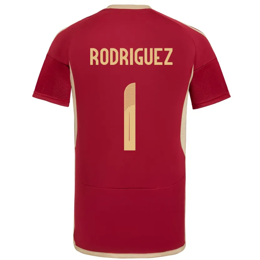 Danxen Femme Maillot Venezuela Samuel Rodriguez #1 Bourgogne Tenues Domicile 24-26 T-Shirt
