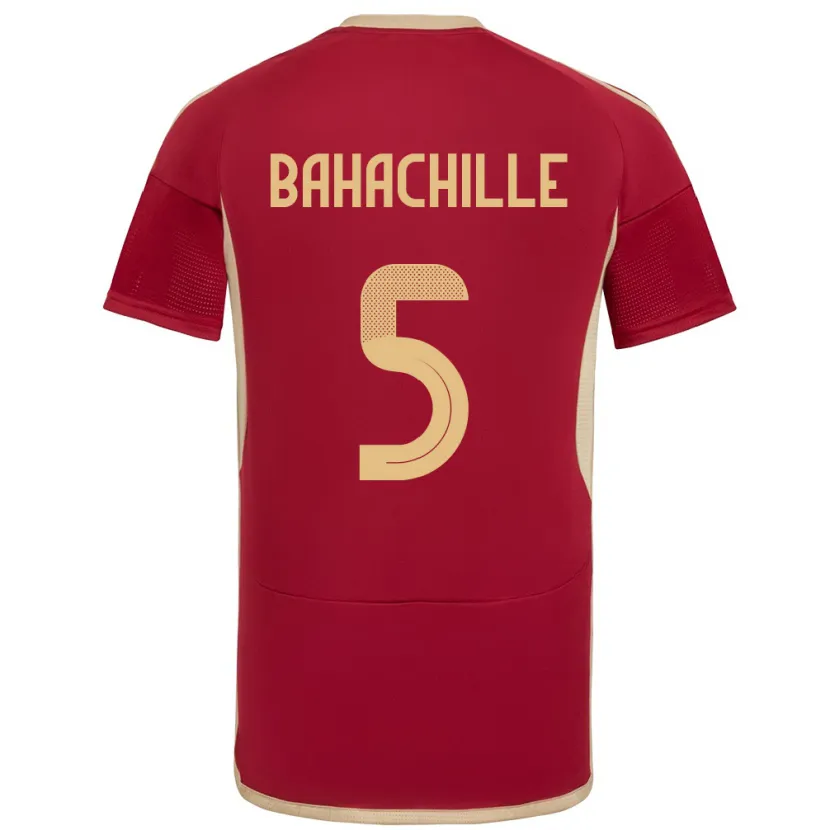 Danxen Femme Maillot Venezuela Abraham Bahachille #5 Bourgogne Tenues Domicile 24-26 T-Shirt
