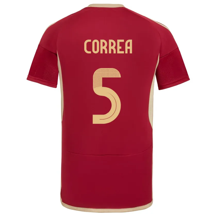 Danxen Femme Maillot Venezuela José Correa #5 Bourgogne Tenues Domicile 24-26 T-Shirt
