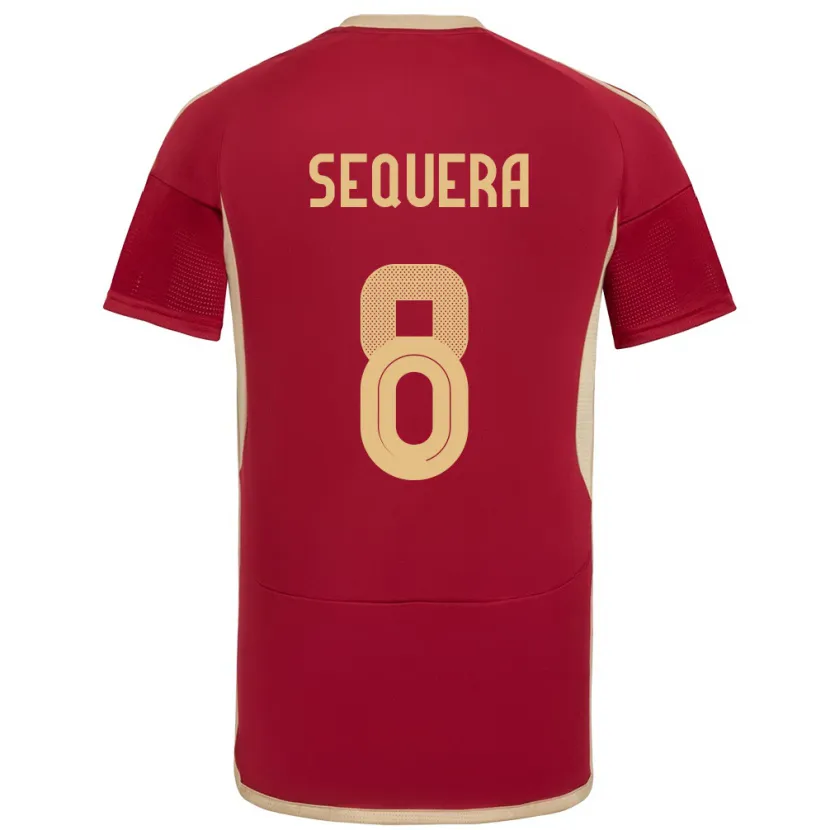 Danxen Femme Maillot Venezuela Giovanny Sequera #8 Bourgogne Tenues Domicile 24-26 T-Shirt