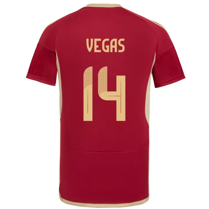 Danxen Femme Maillot Venezuela Miguel Vegas #14 Bourgogne Tenues Domicile 24-26 T-Shirt