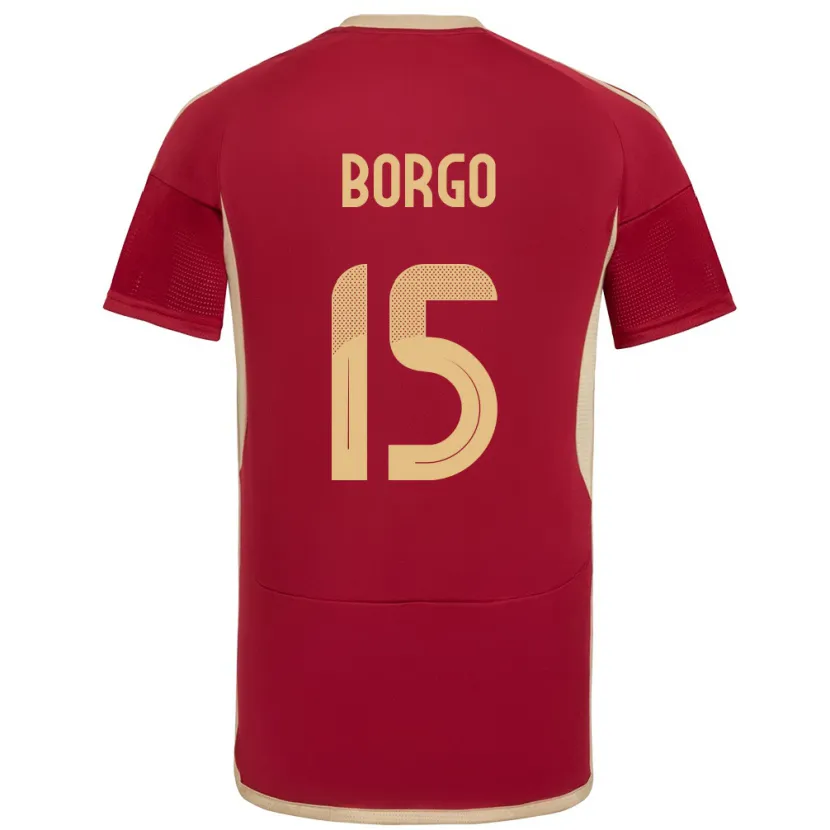 Danxen Femme Maillot Venezuela Ángel Borgo #15 Bourgogne Tenues Domicile 24-26 T-Shirt