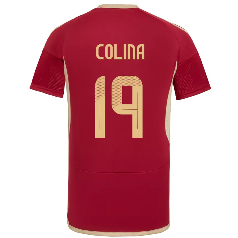 Danxen Femme Maillot Venezuela Junior Colina #19 Bourgogne Tenues Domicile 24-26 T-Shirt