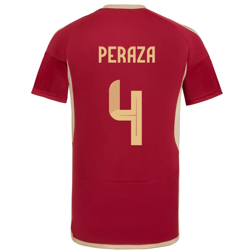 Danxen Femme Maillot Venezuela María Peraza #4 Bourgogne Tenues Domicile 24-26 T-Shirt