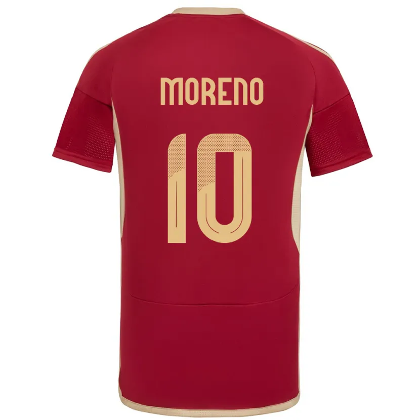 Danxen Femme Maillot Venezuela Yerliane Moreno #10 Bourgogne Tenues Domicile 24-26 T-Shirt