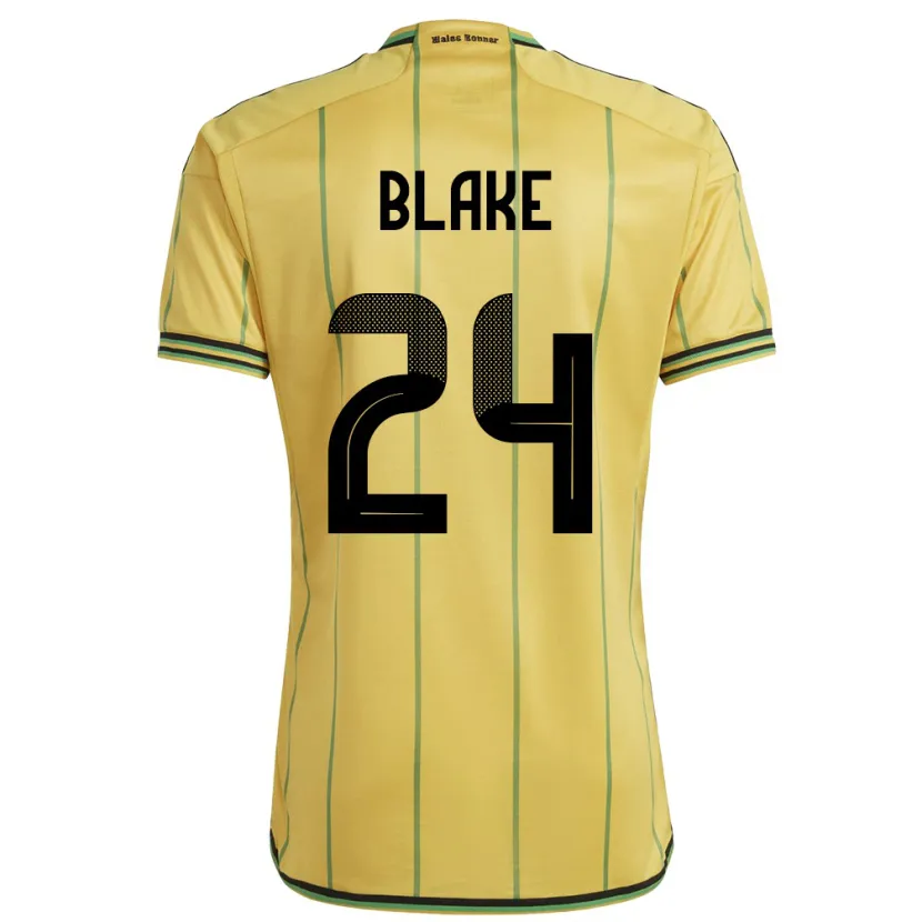 Danxen Femme Maillot Jamaïque Andre Blake #24 Jaune Tenues Domicile 24-26 T-Shirt