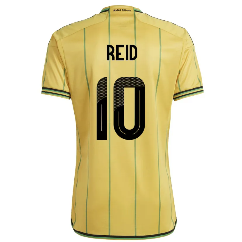 Danxen Femme Maillot Jamaïque Bobby De Cordova-Reid #10 Jaune Tenues Domicile 24-26 T-Shirt