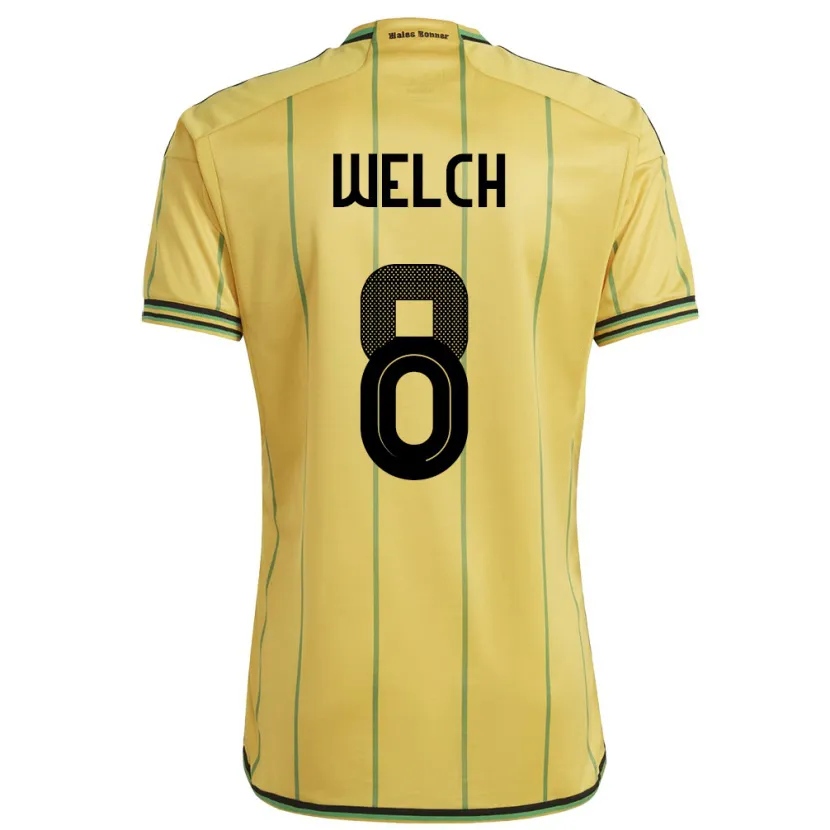 Danxen Femme Maillot Jamaïque Makai Welch #8 Jaune Tenues Domicile 24-26 T-Shirt