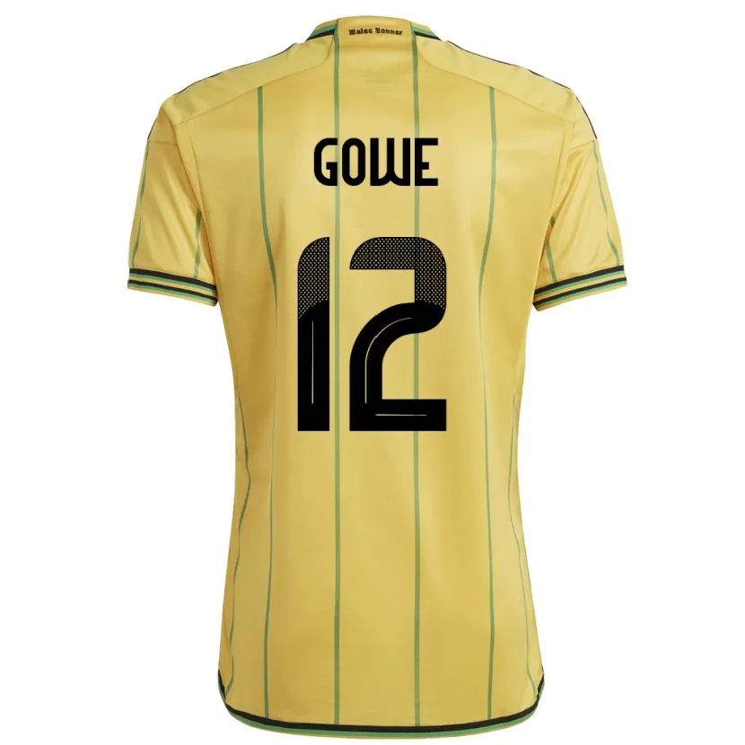Danxen Femme Maillot Jamaïque Tyrese Gowe #12 Jaune Tenues Domicile 24-26 T-Shirt