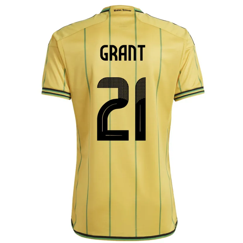 Danxen Femme Maillot Jamaïque Joshua Grant #21 Jaune Tenues Domicile 24-26 T-Shirt