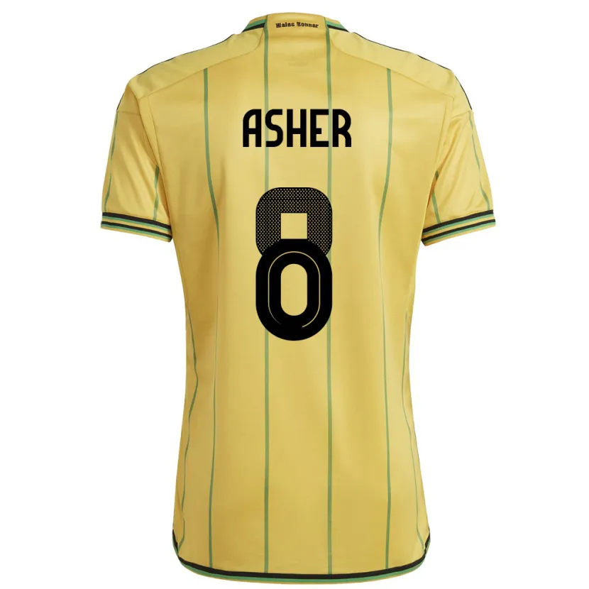 Danxen Femme Maillot Jamaïque Chinyelu Asher #8 Jaune Tenues Domicile 24-26 T-Shirt
