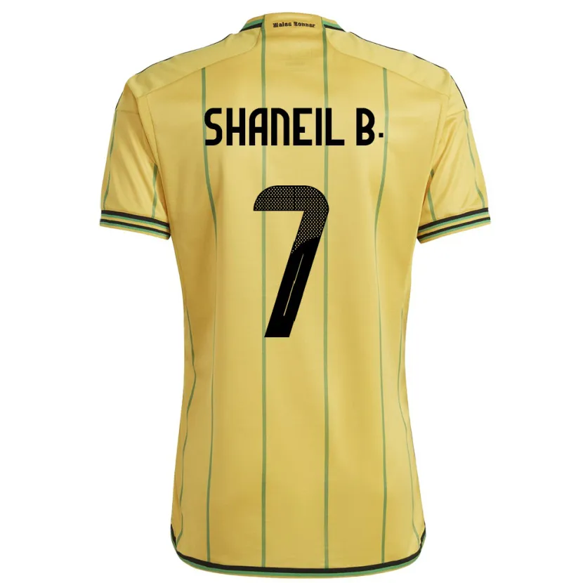 Danxen Femme Maillot Jamaïque Shaneil Buckley #7 Jaune Tenues Domicile 24-26 T-Shirt