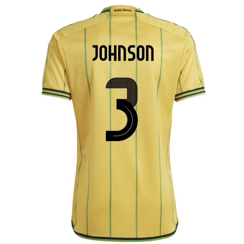 Danxen Femme Maillot Jamaïque Melissa Johnson #3 Jaune Tenues Domicile 24-26 T-Shirt