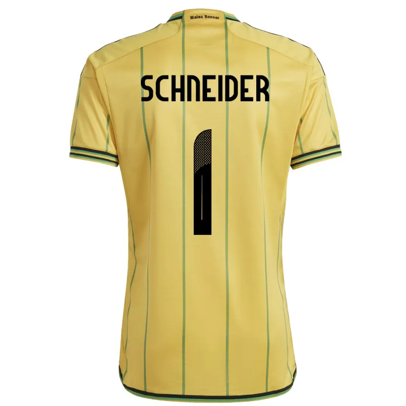 Danxen Femme Maillot Jamaïque Sydney Schneider #1 Jaune Tenues Domicile 24-26 T-Shirt