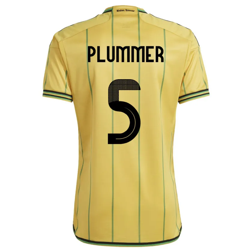 Danxen Femme Maillot Jamaïque Konya Plummer #5 Jaune Tenues Domicile 24-26 T-Shirt