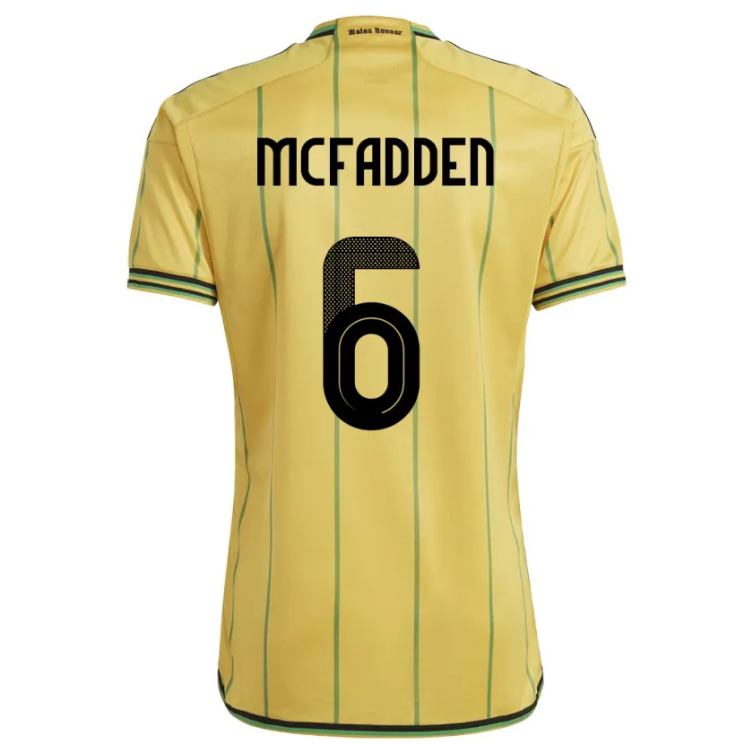 Danxen Femme Maillot Jamaïque Logan Mcfadden #6 Jaune Tenues Domicile 24-26 T-Shirt