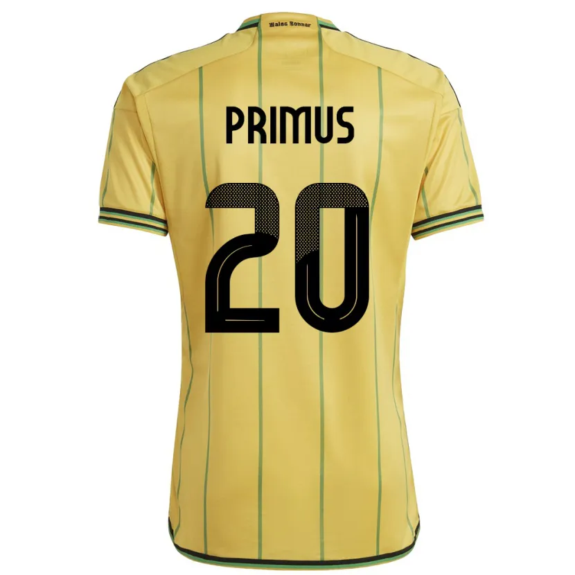 Danxen Femme Maillot Jamaïque Atlanta Primus #20 Jaune Tenues Domicile 24-26 T-Shirt