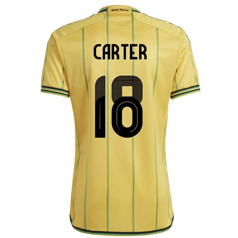 Danxen Femme Maillot Jamaïque Trudi Carter #18 Jaune Tenues Domicile 24-26 T-Shirt